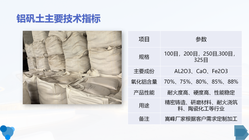 澆注料用鋁礬土|熟料|骨料|細(xì)粉｜耐火｜高鋁礬土廠家技術(shù)指標(biāo)圖